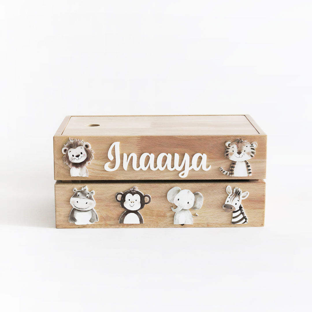 Personalized Wooden Storage Box - Multiple Designs - Cute Animal Theme - image 2