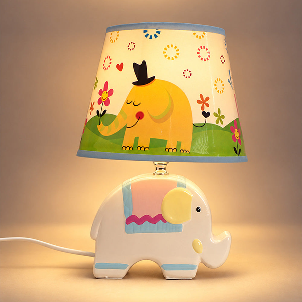 Little Surprise Box, Pink ceramic Elephant side Bed Table Lamp, Kids Room Decor