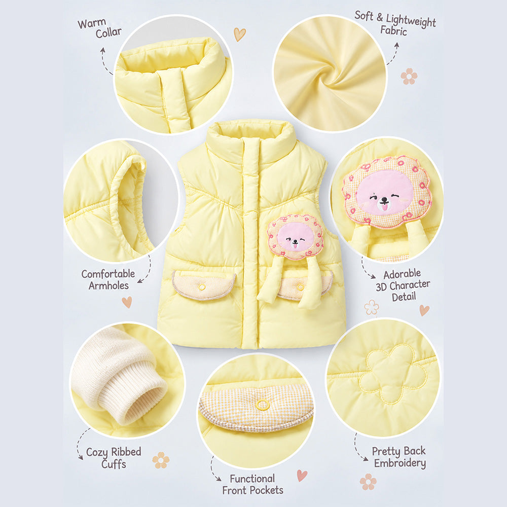 Little Surprise Box Yellow Teddy Puffer Sleeveless Winter Jacket for Kids