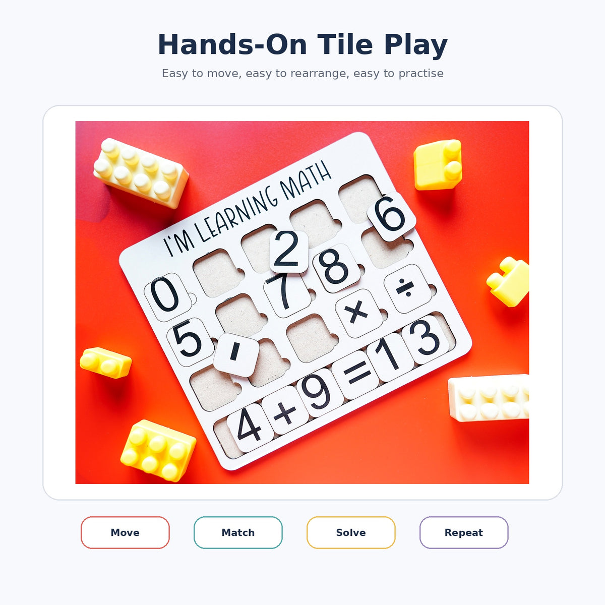 iLearnNGrow I Am Learning Math Wooden Number and Operator Board Game