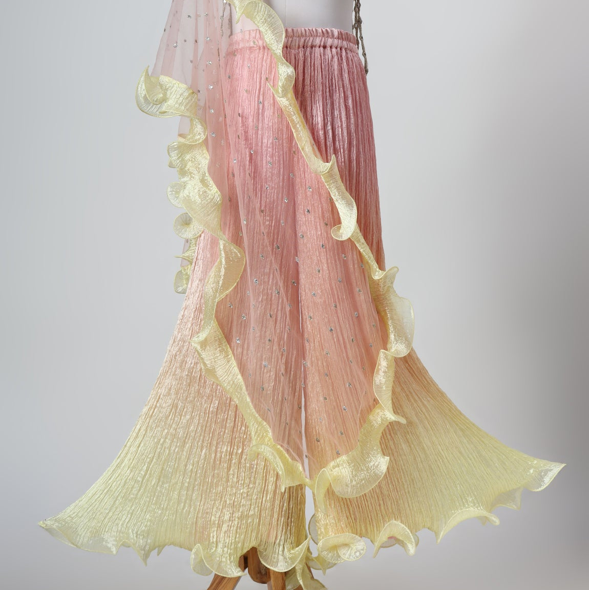 Ombre Mirror Embroidered Choli Palazzo & Dupatta Set - image 3