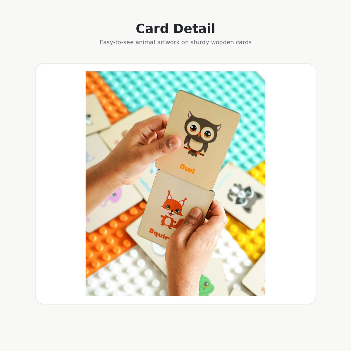 iLearnNGrow Wooden Animal Matching and Memory Card Game with Storage Box