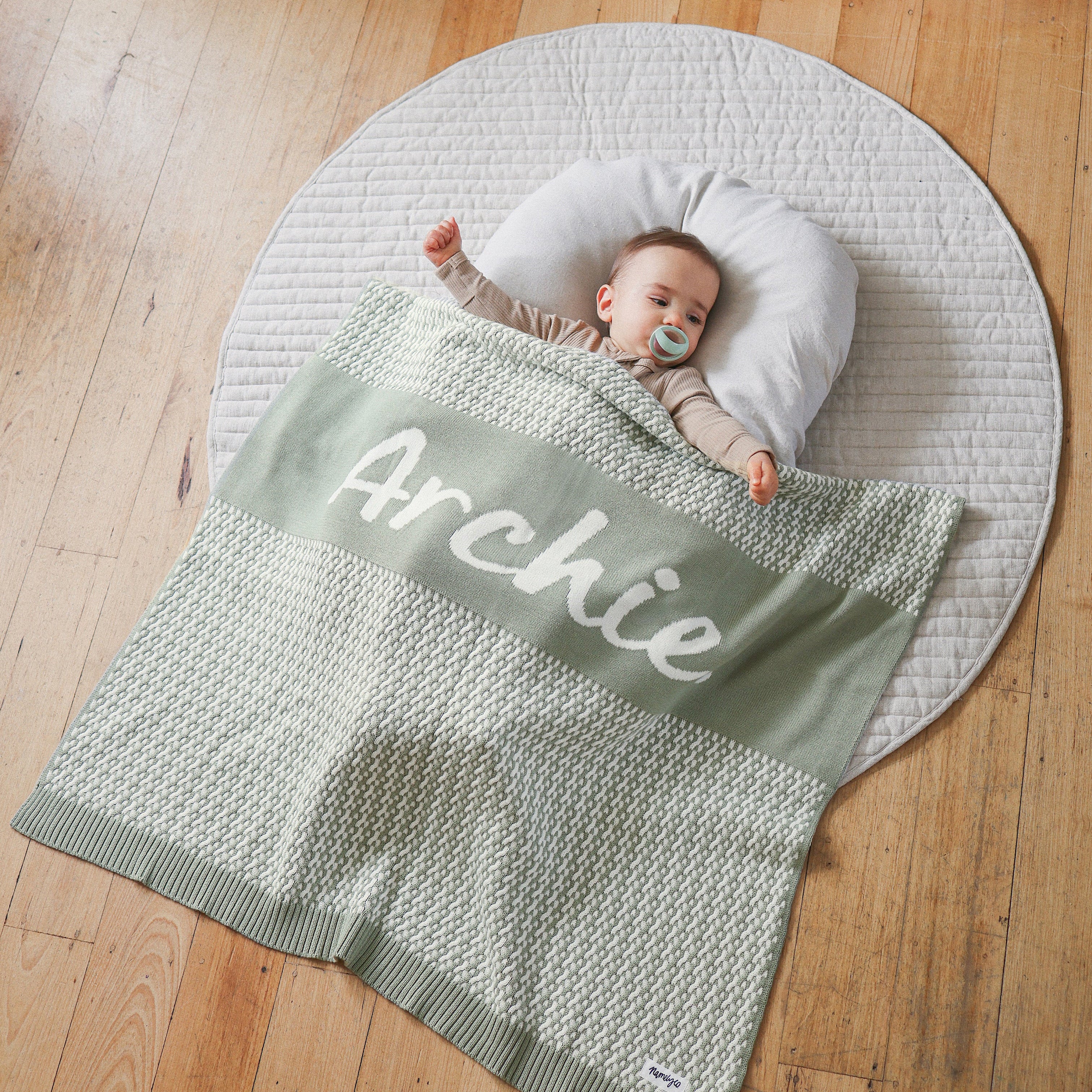 Personalised Name Blanket Collection - Namely Co - Herringbone - Desert Sage