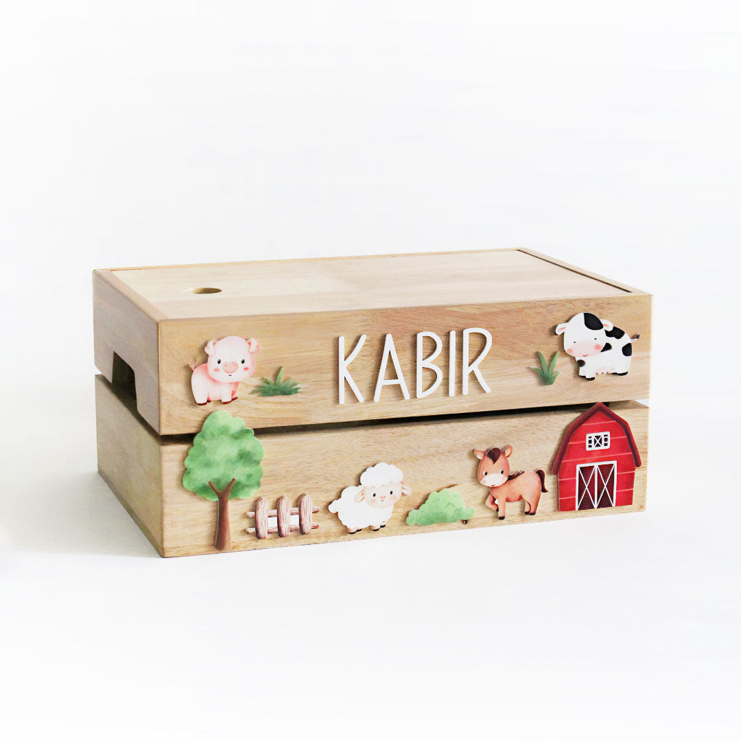 Personalized Wooden Storage Box - Multiple Designs - Farm Theme - image 1