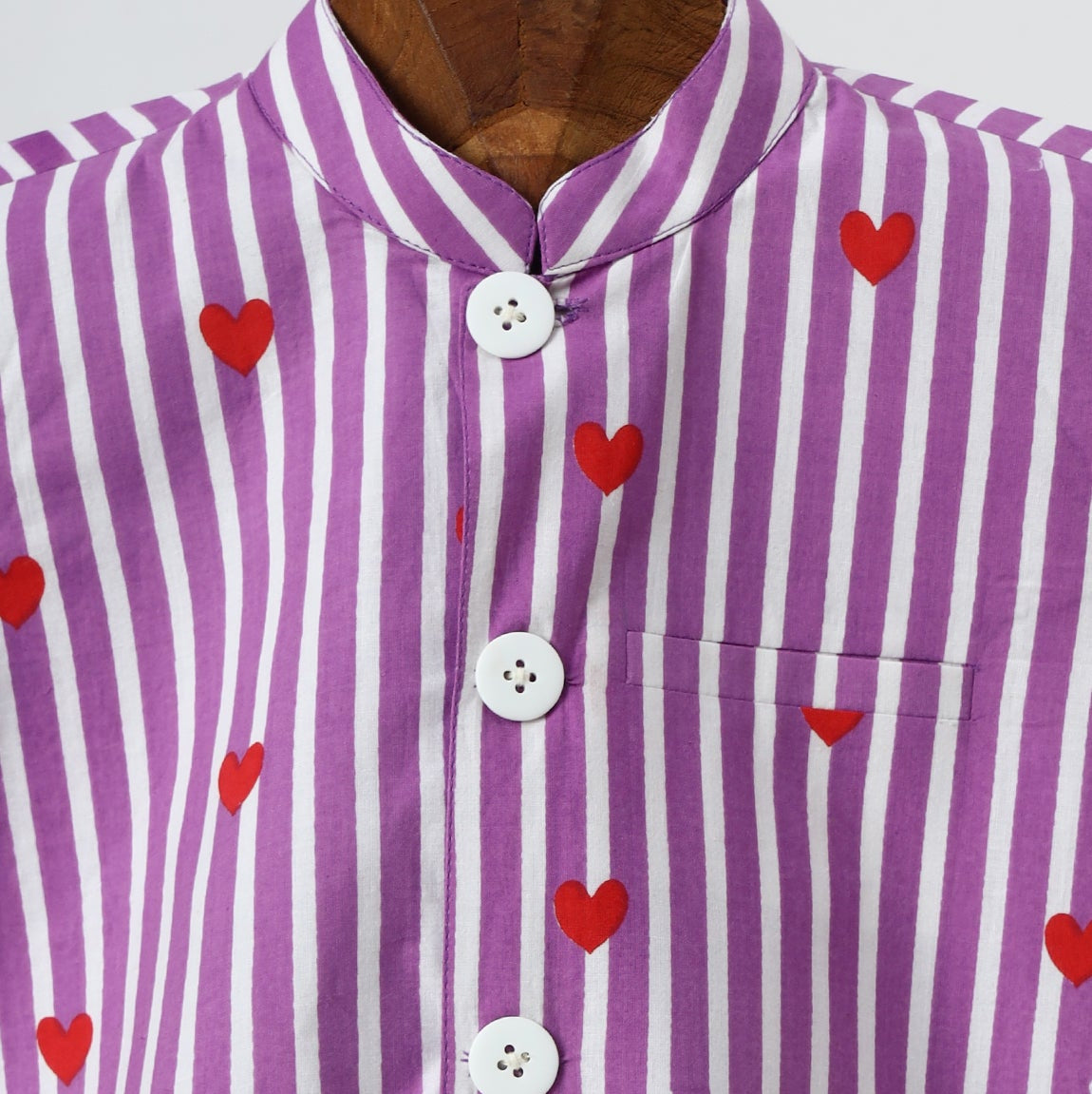 White & Purple Heart Print Jacket Kurta Pyjama Set - image 2