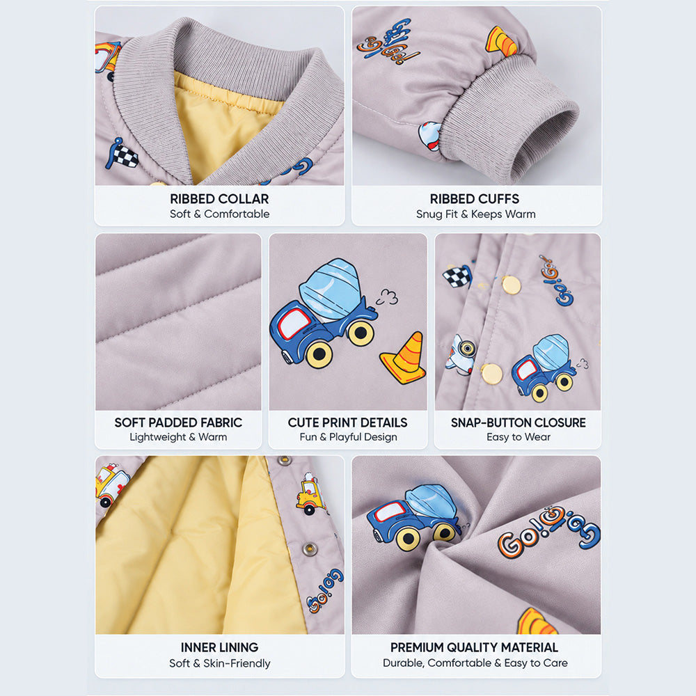 Little Surprise Box Grey Dumper Quilted Bomber Winter Jacket for Kids