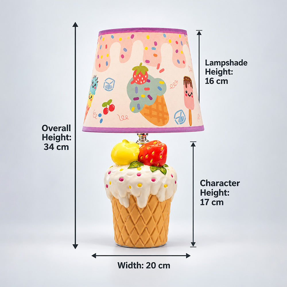 Little Surprise Box, Pink ceramic Ice Cream Table side Bed Table Lamp, Kids Room Decor