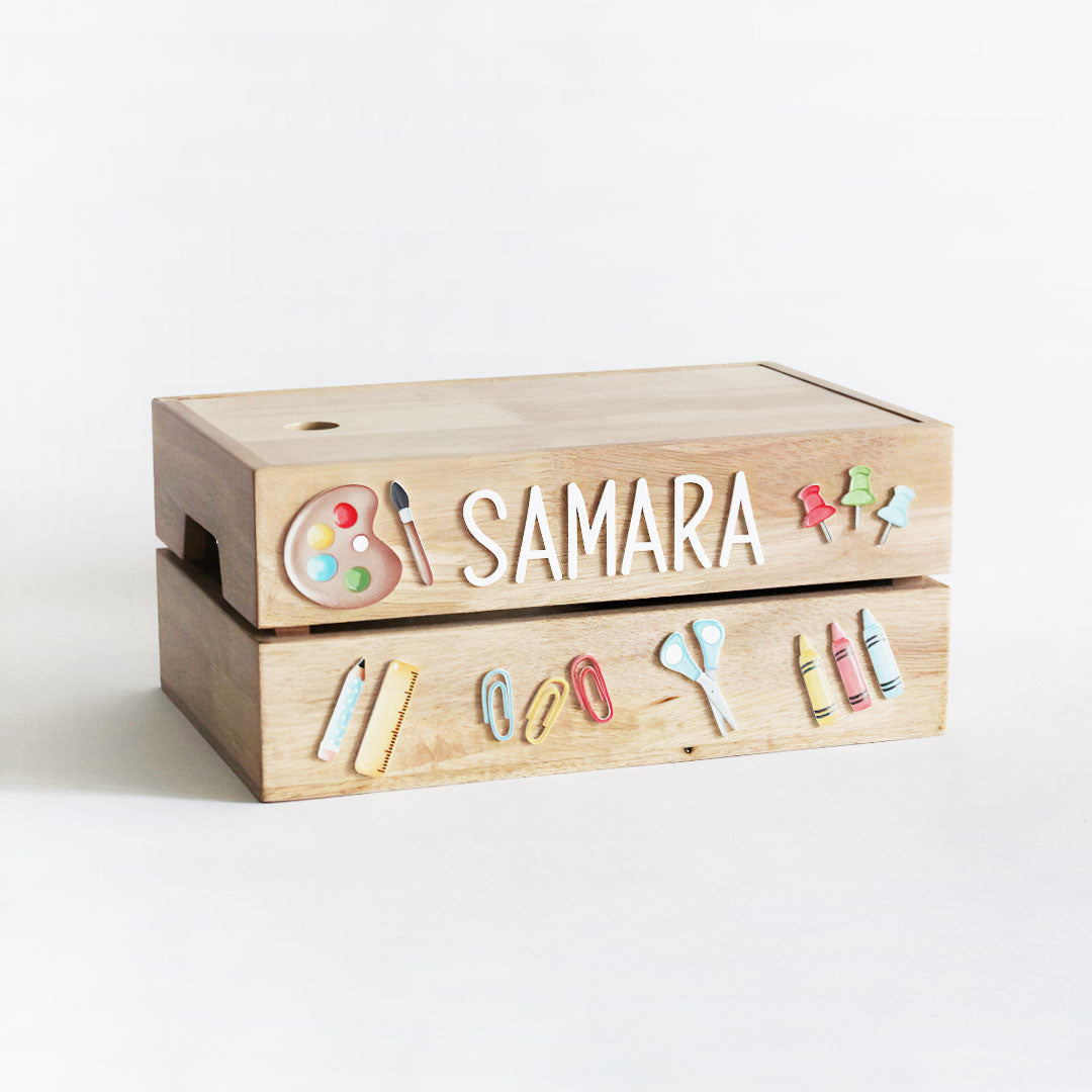 Personalized Wooden Storage Box - Multiple Designs - Arts & Crafts Theme - image 1