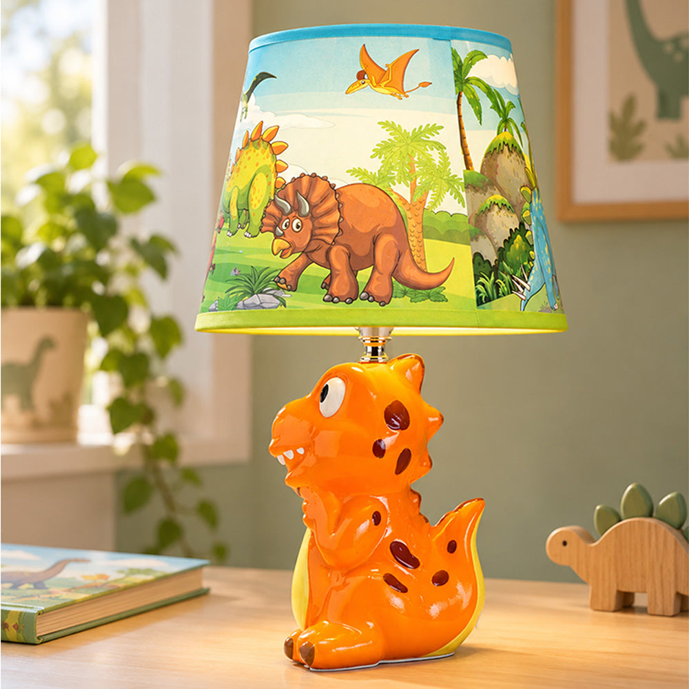 Little Surprise Box, Green ceramic Dino Table side Bed Table Lamp, Kids Room Decor