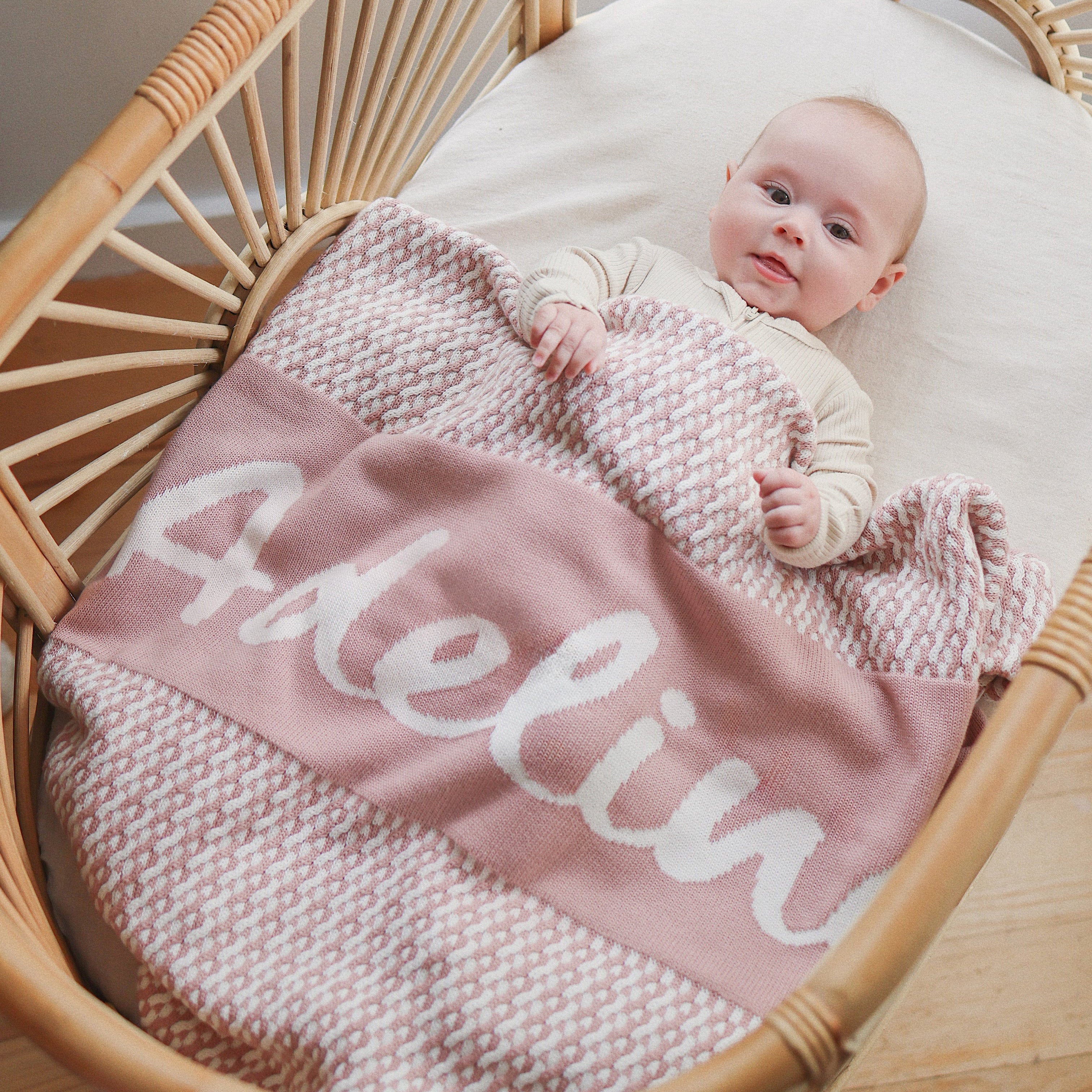 Personalised Name Blanket Collection - Namely Co - Herringbone - Ballet