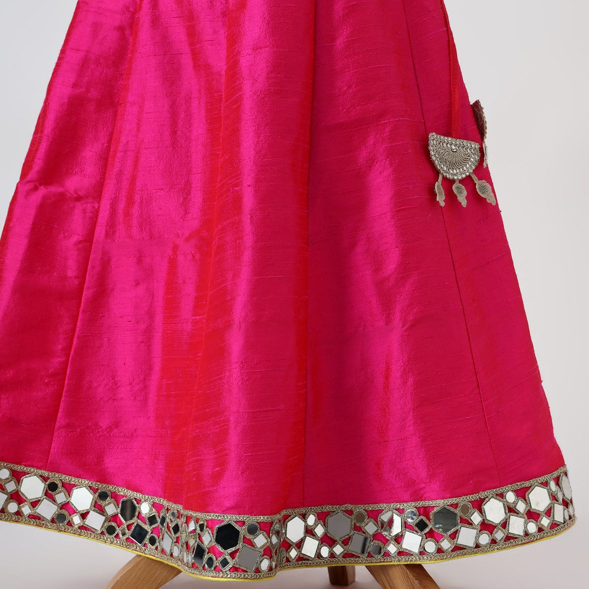 Yellow & Pink Organza Mirrorwork Lehenga Set - image 1