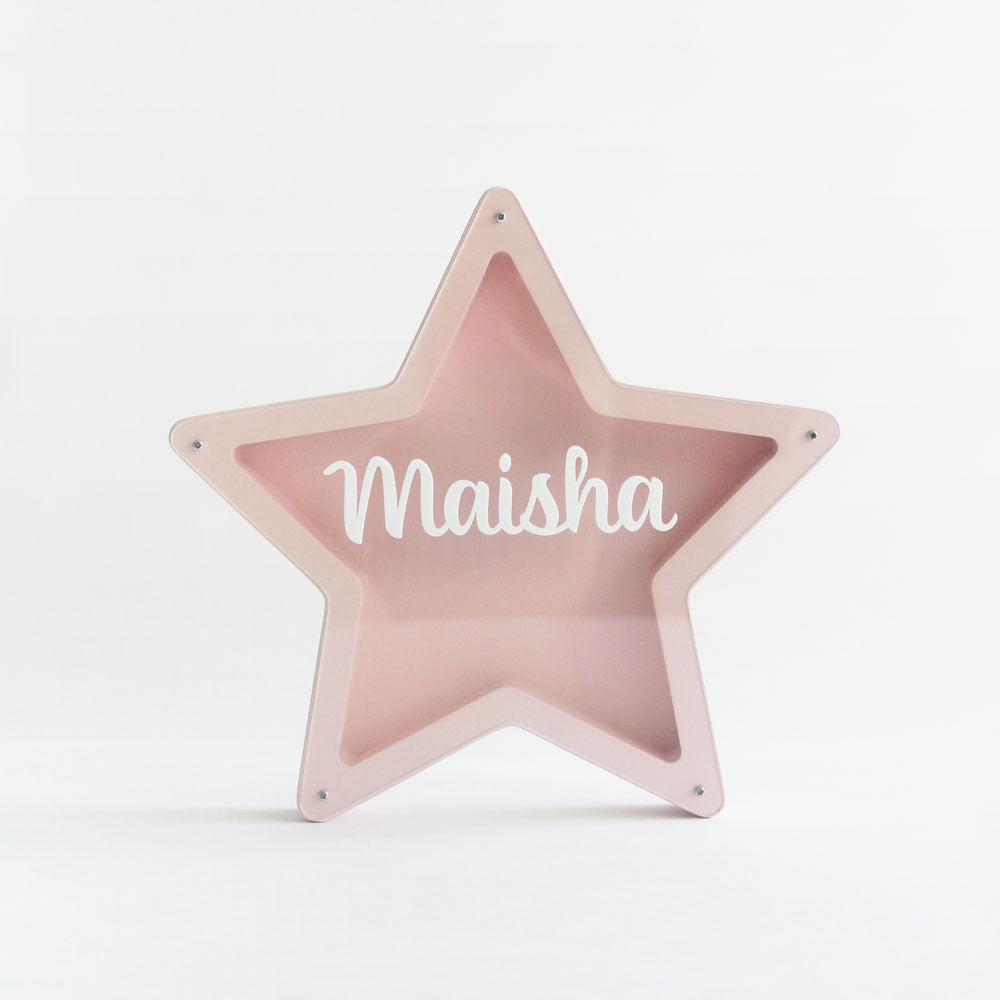 Personalized Star Piggy Bank - Pink - image 1