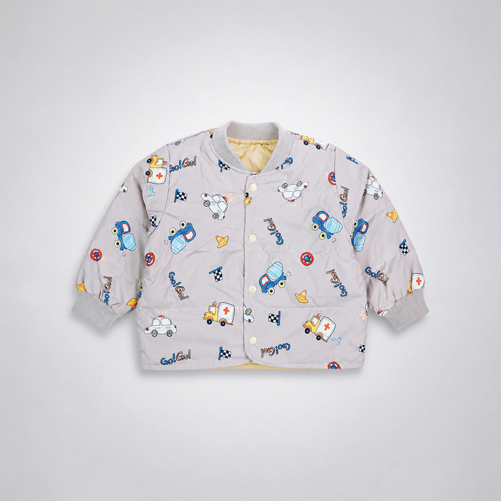 Little Surprise Box Grey Dumper Quilted Bomber Winter Jacket for Kids