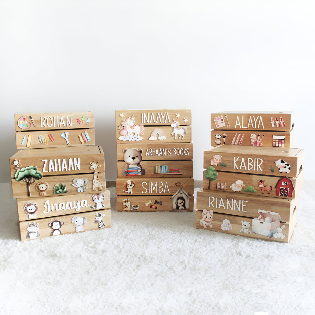 Personalized Wooden Storage Box - Multiple Designs - Books Theme - image 4