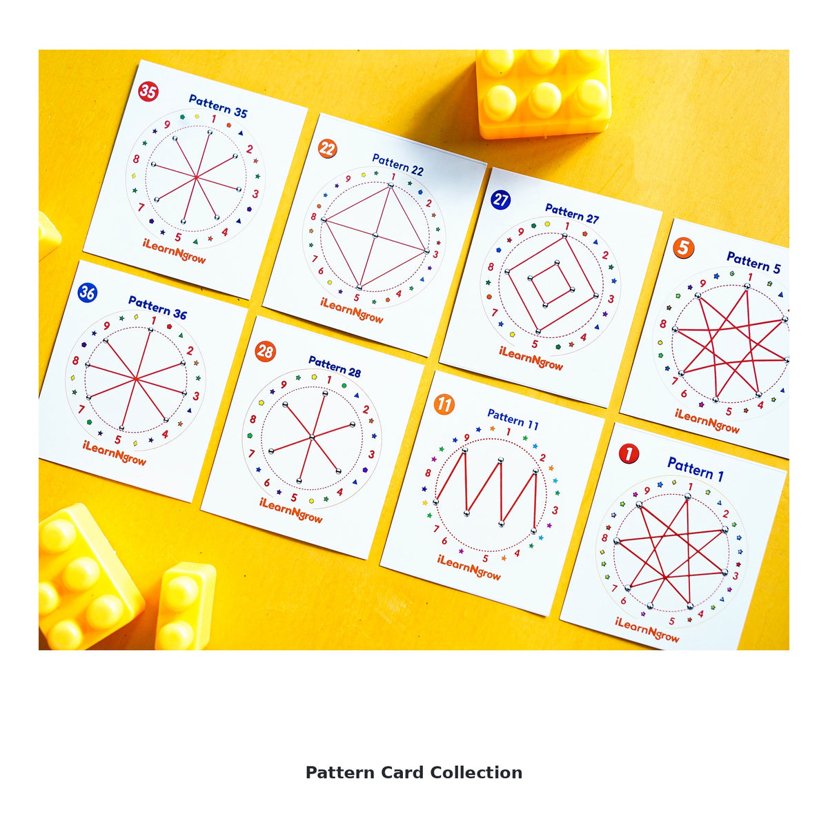 iLearnNGrow Winding Thread Pattern Board with 30 plus pattern cards for Kids Motor Skill Development