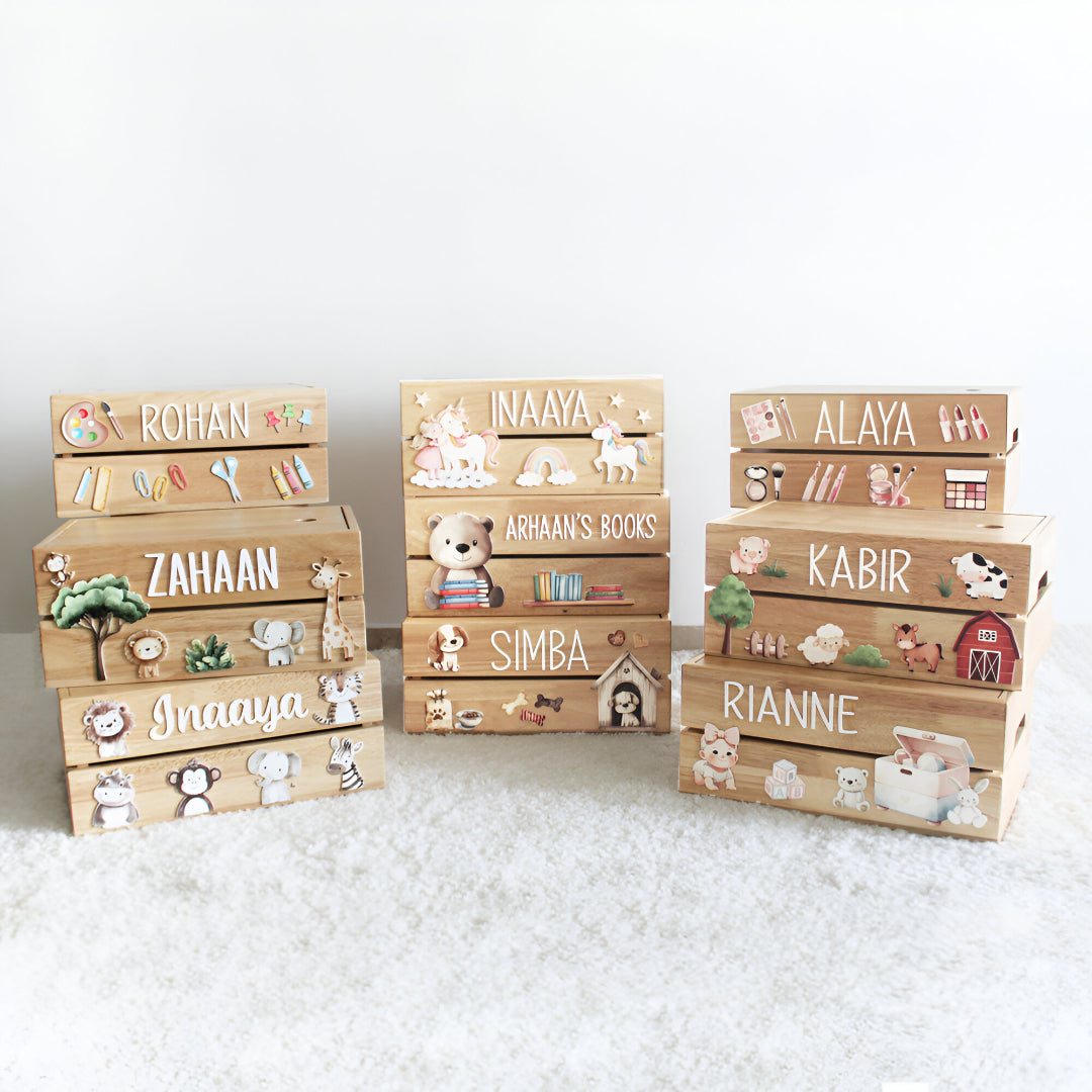 Personalized Wooden Storage Box - Multiple Designs - Baby Girl Theme - image 5