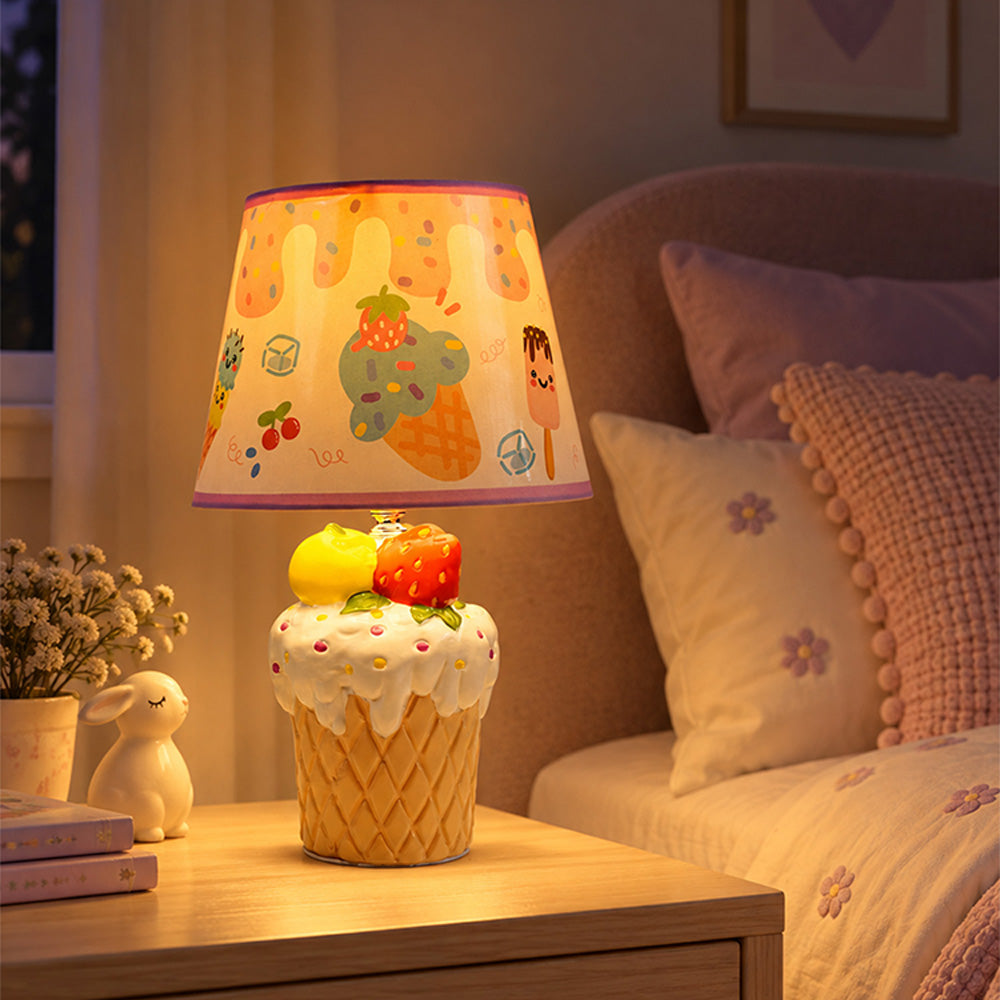 Little Surprise Box, Pink ceramic Ice Cream Table side Bed Table Lamp, Kids Room Decor
