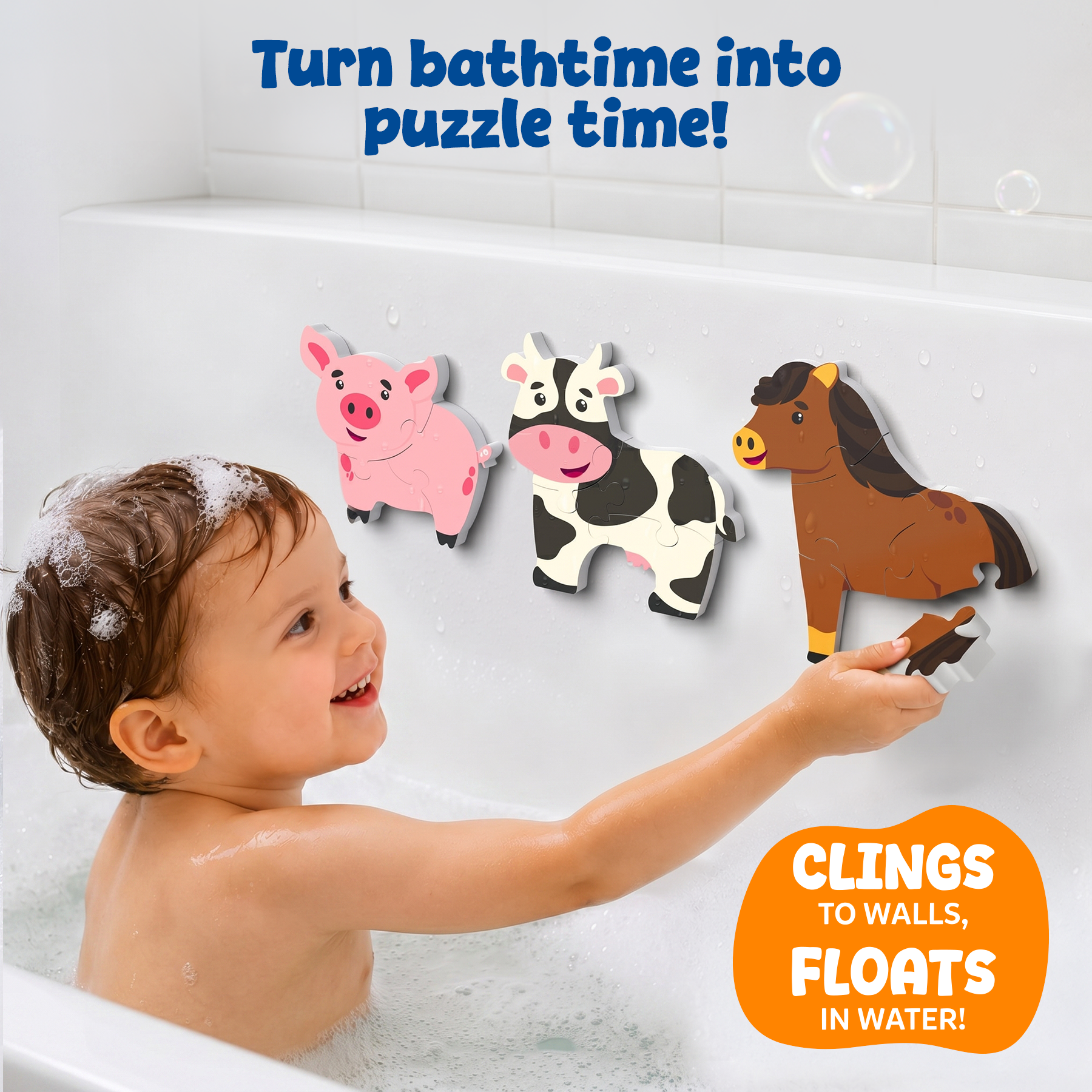 Skillmatics Bathtime Puzzles – Floating Foam Animal Puzzles - Farm Animals