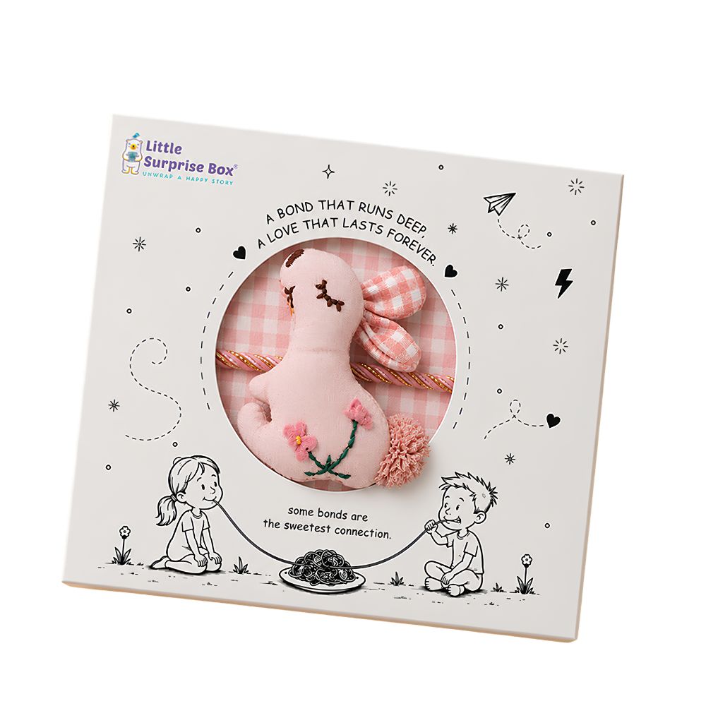 Dual-Style Plush Rakhi & Brooch for Kids - Floral Bunny image 6