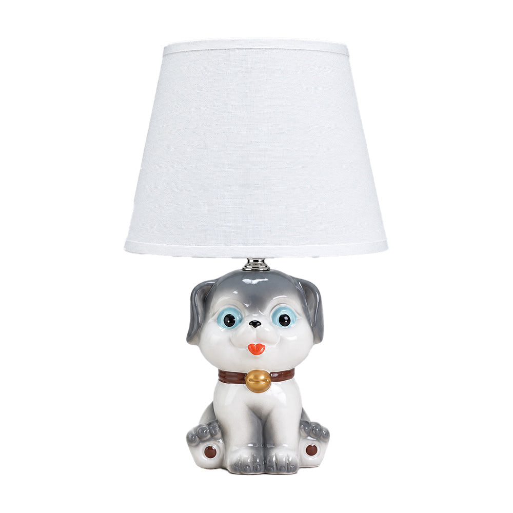 Little Surprise Box, Brown ceramic Dog side Bed Table Lamp, Kids Room Decor