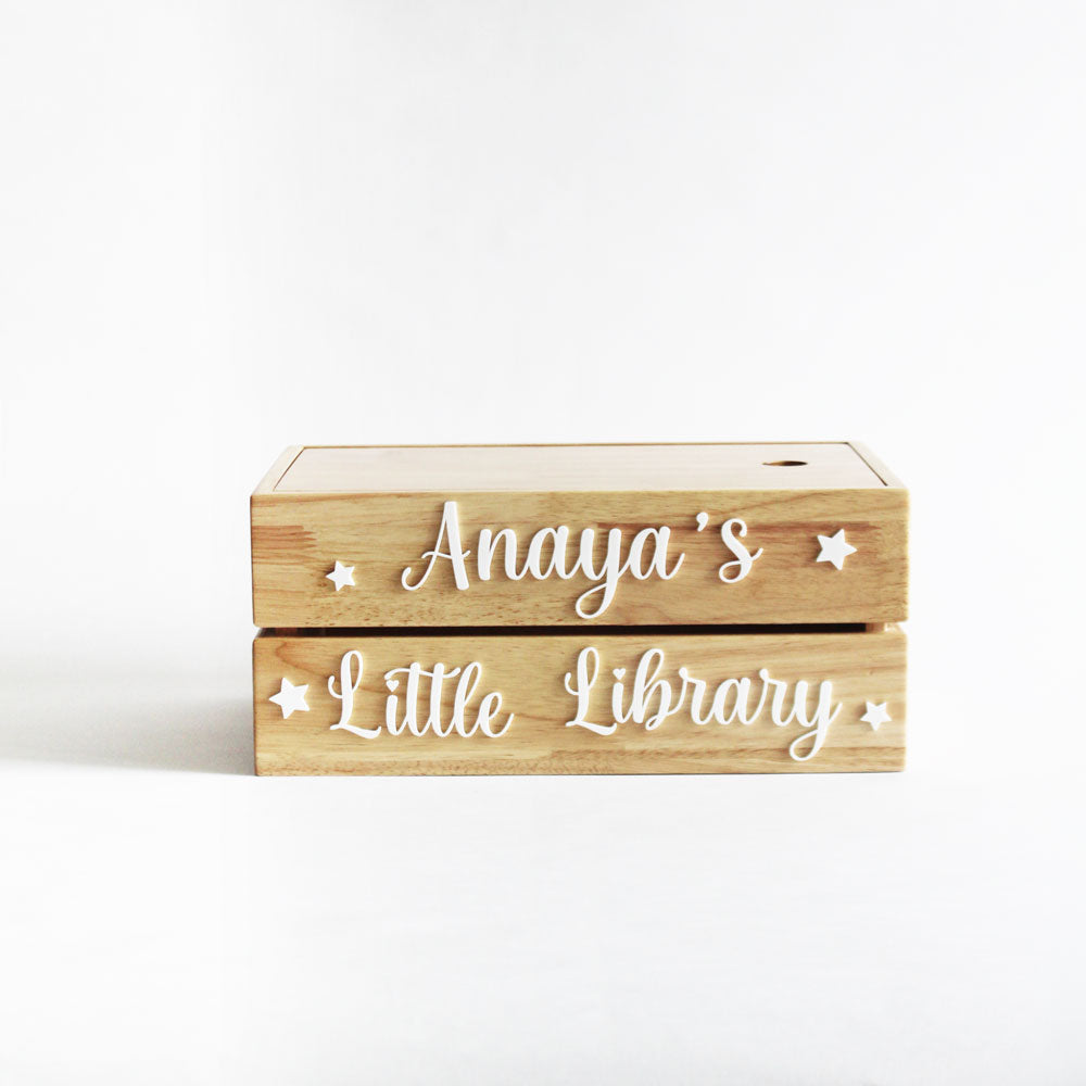 Personalized Wooden Storage Box - Multiple Designs - My Little Library - image 2