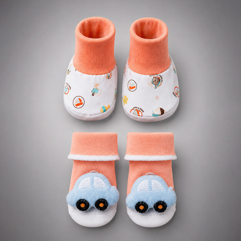 Little Surprise Box 9 Pcs Newborn Baby All Season Wear Net Gift Hamper Set - 0-6M - Peach Fishy - image 6