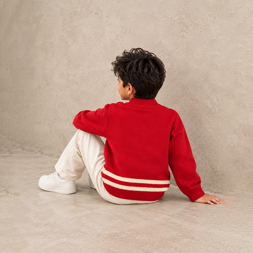 Little Surprise Box, XMAS Tree Star Knitted Winter Cardigan, Christmas Sweater for Kids