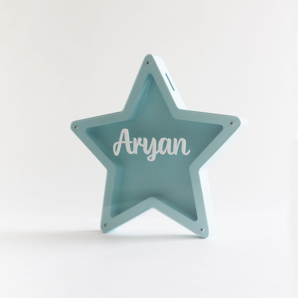 Personalized Star Piggy Bank - Blue - image 2