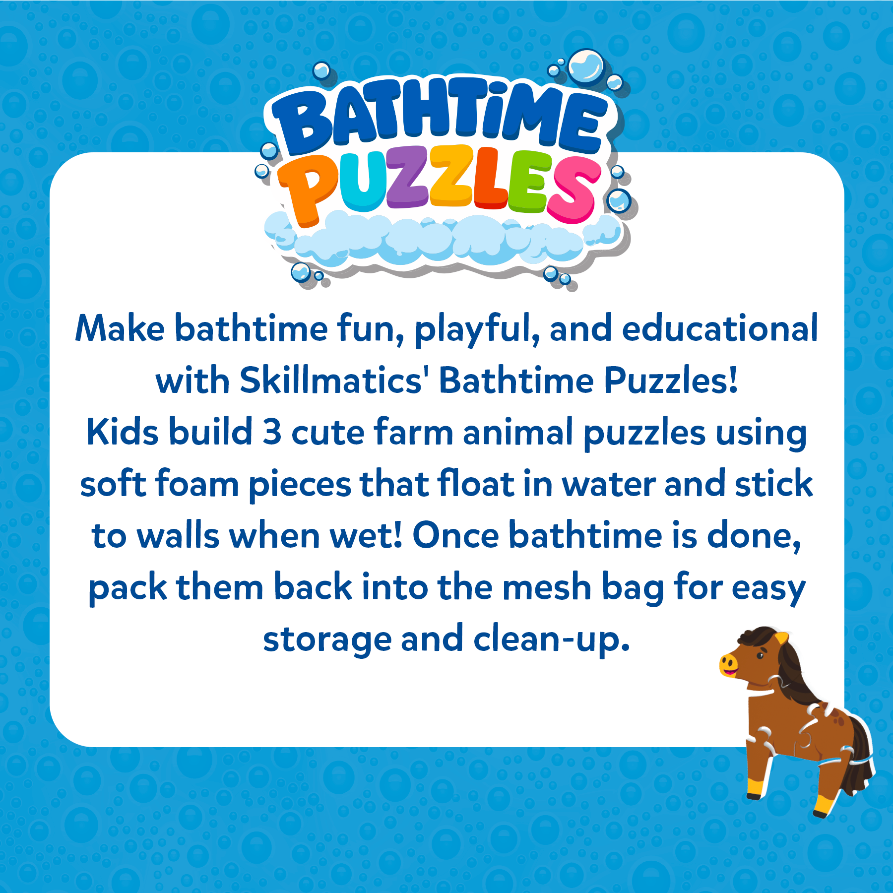 Skillmatics Bathtime Puzzles – Floating Foam Animal Puzzles - Farm Animals