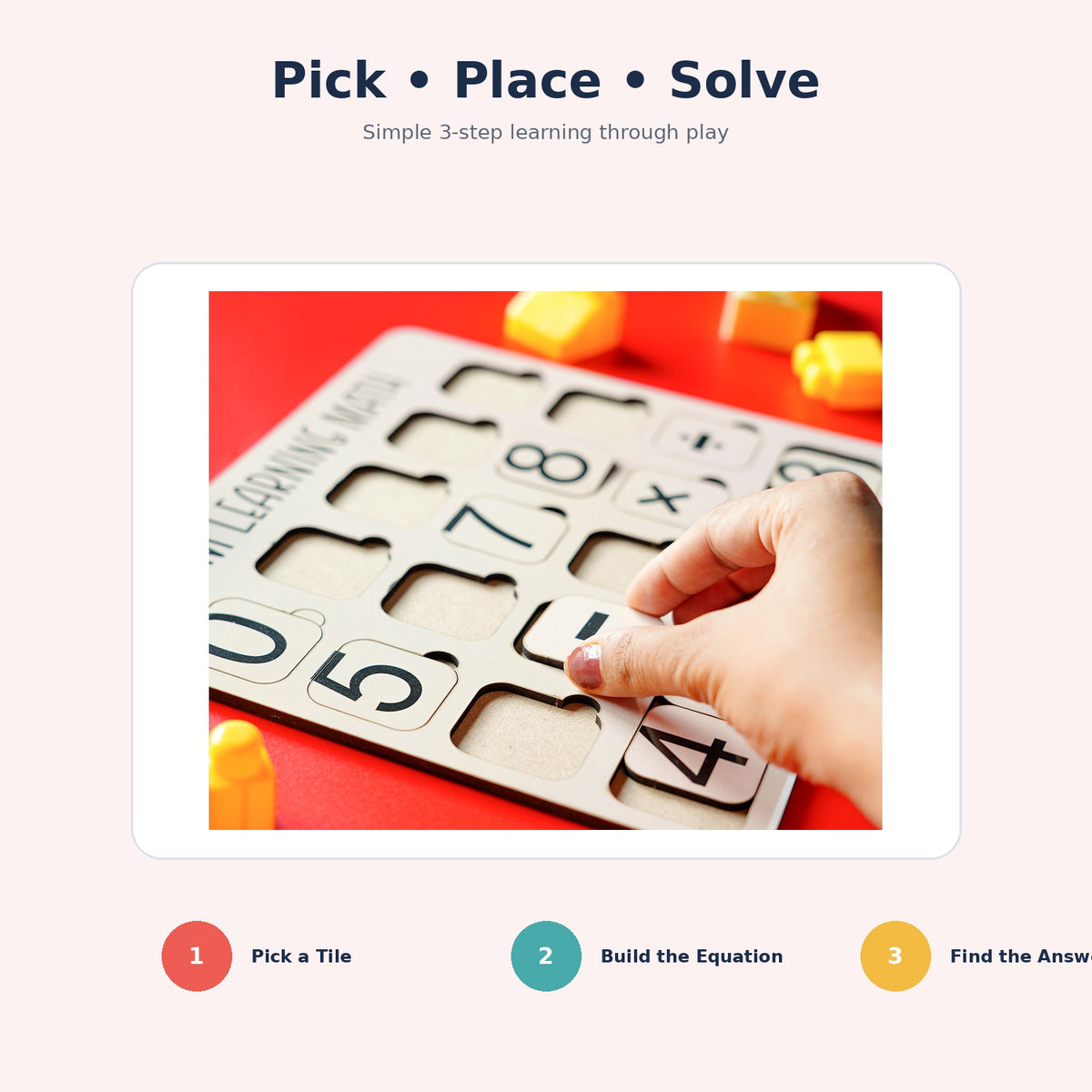 iLearnNGrow I Am Learning Math Wooden Number and Operator Board Game