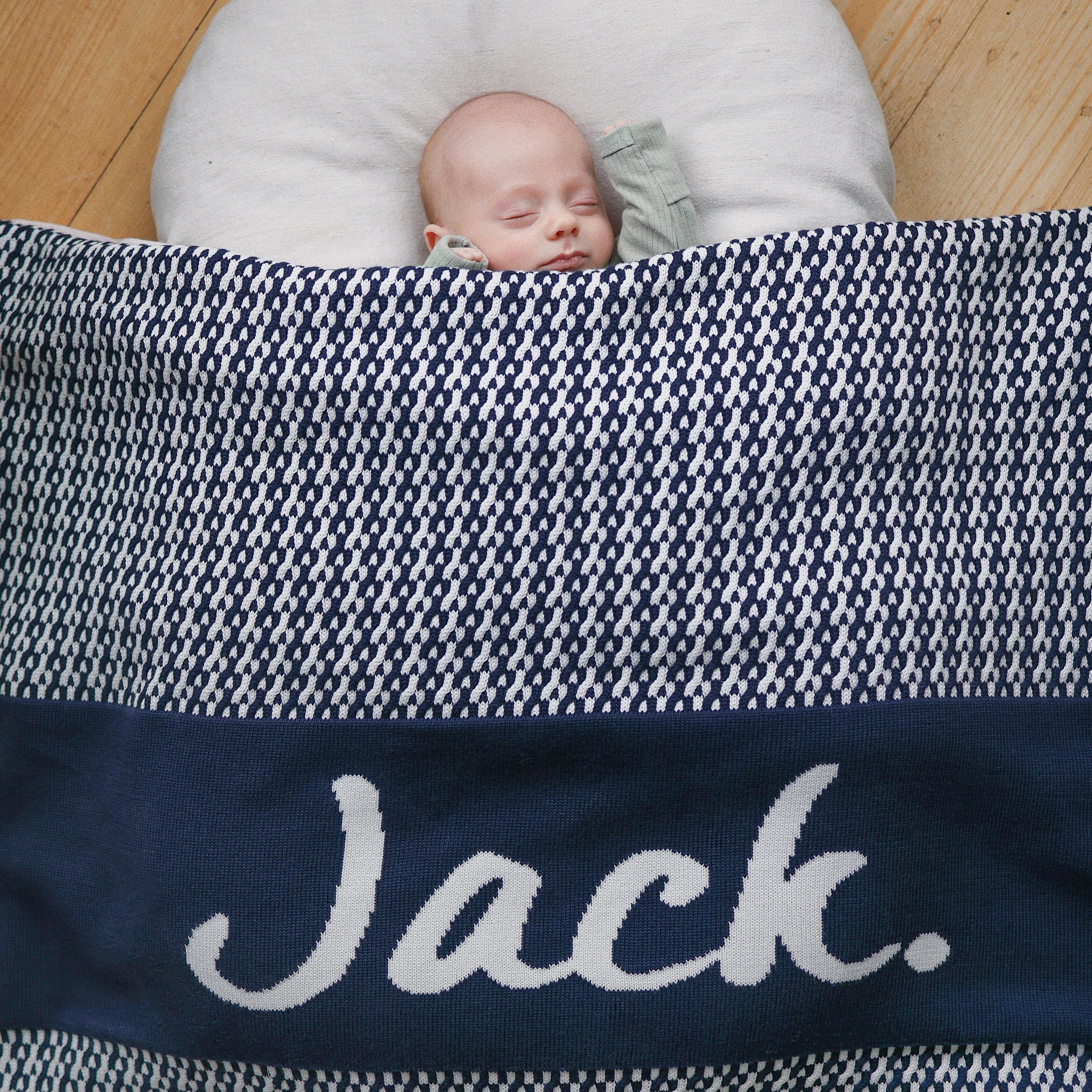 Personalised Name Blanket Collection - Namely Co - Herringbone - Navy