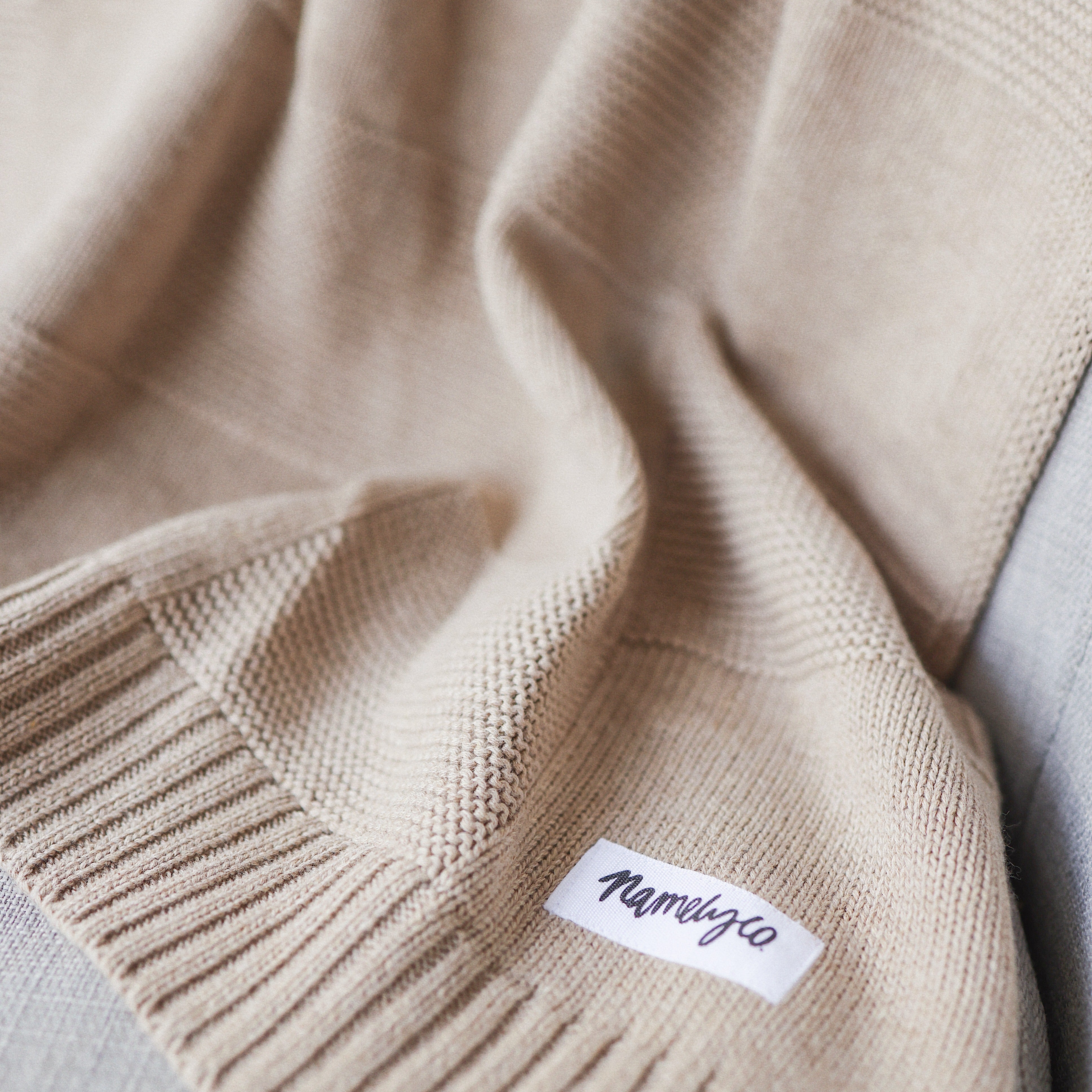 Personalised Name Blanket Collection - Namely Co - Checkerboard - Light Camel / Oatmeal