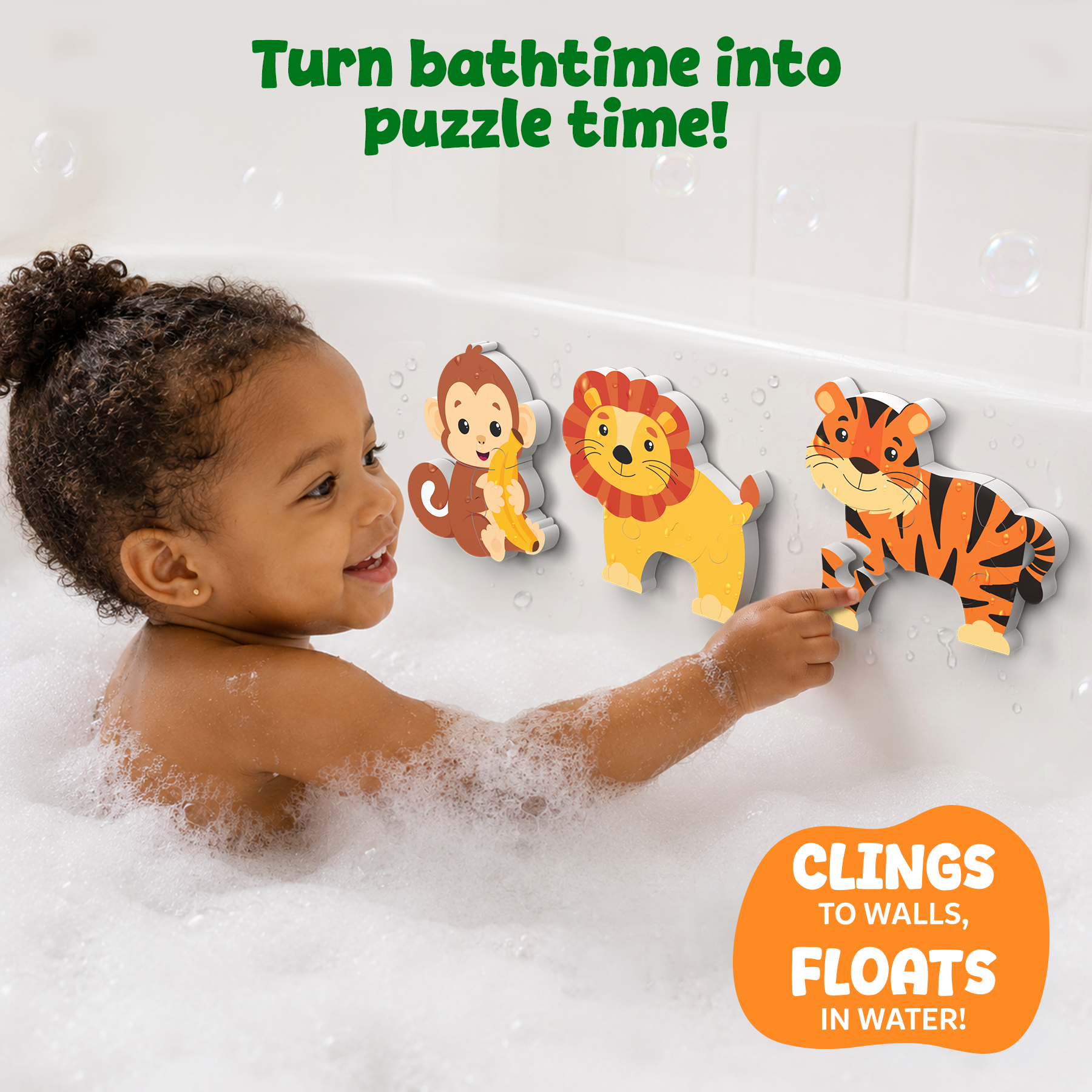 Skillmatics Bathtime Puzzles – Floating Foam Animal Puzzles - Wild Animals