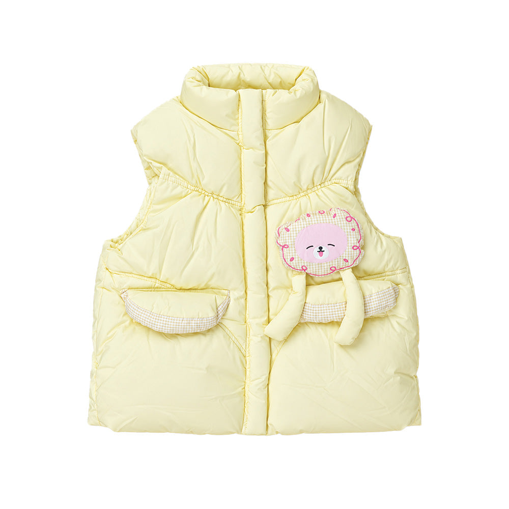 Little Surprise Box Yellow Teddy Puffer Sleeveless Winter Jacket for Kids