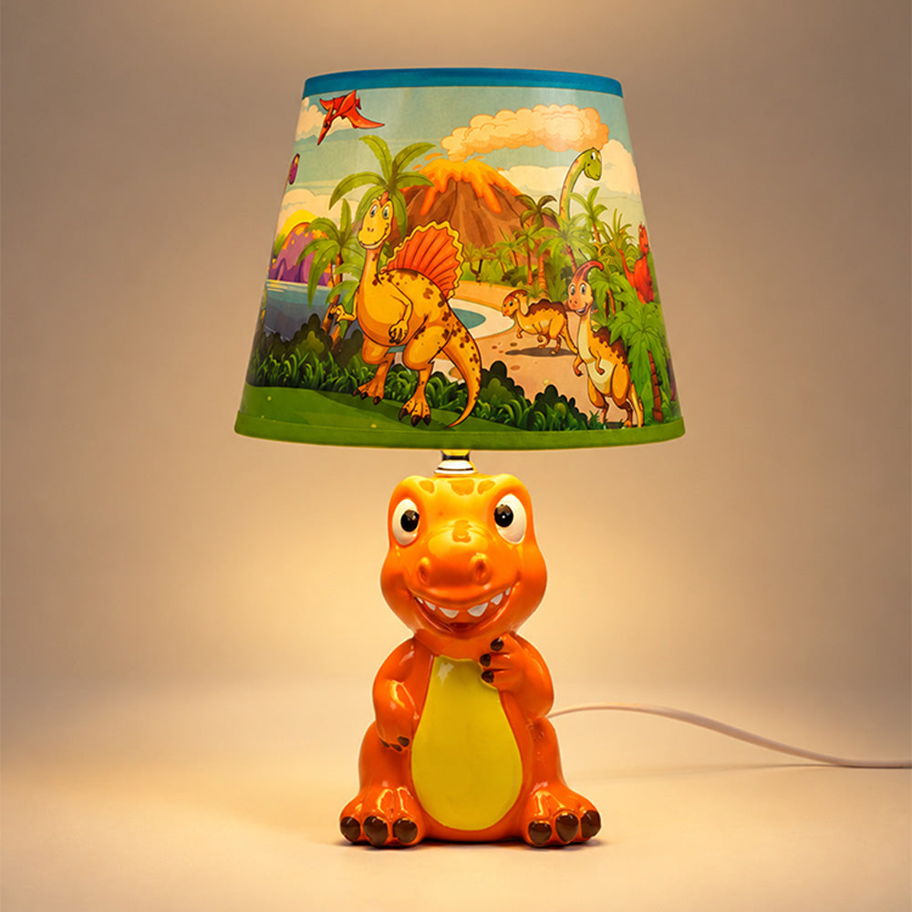 Little Surprise Box, Green ceramic Dino Table side Bed Table Lamp, Kids Room Decor