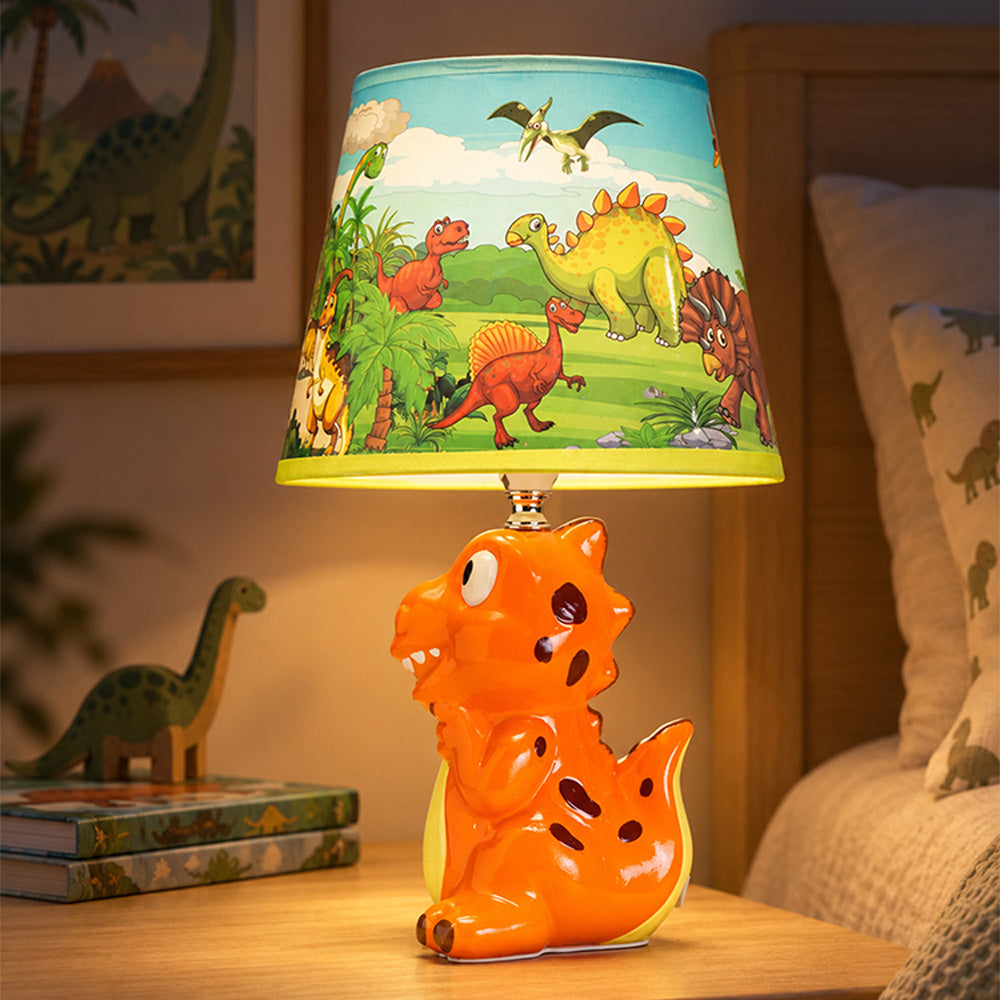 Little Surprise Box, Green ceramic Dino Table side Bed Table Lamp, Kids Room Decor