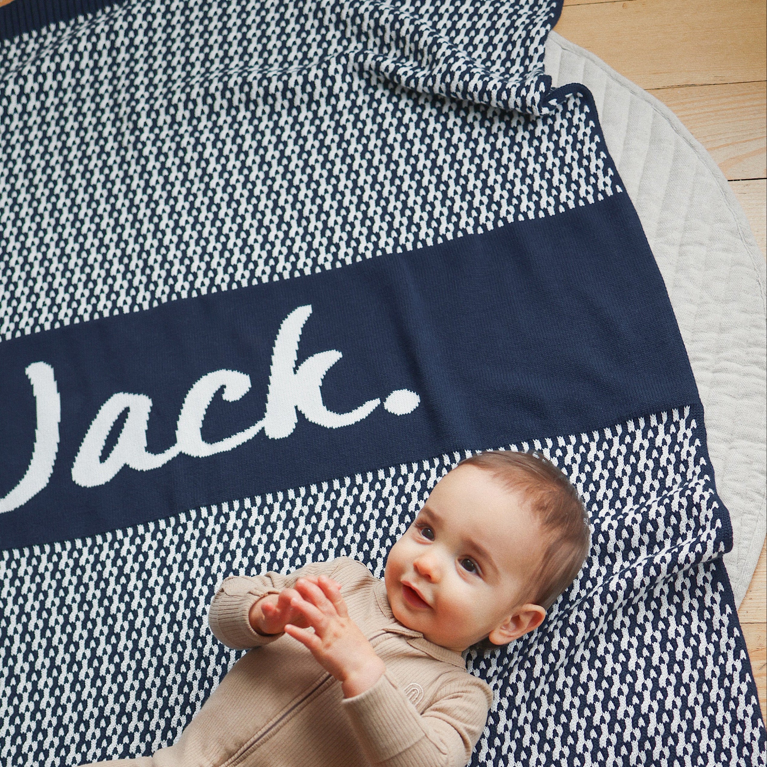 Personalised Name Blanket Collection - Namely Co - Herringbone - Navy