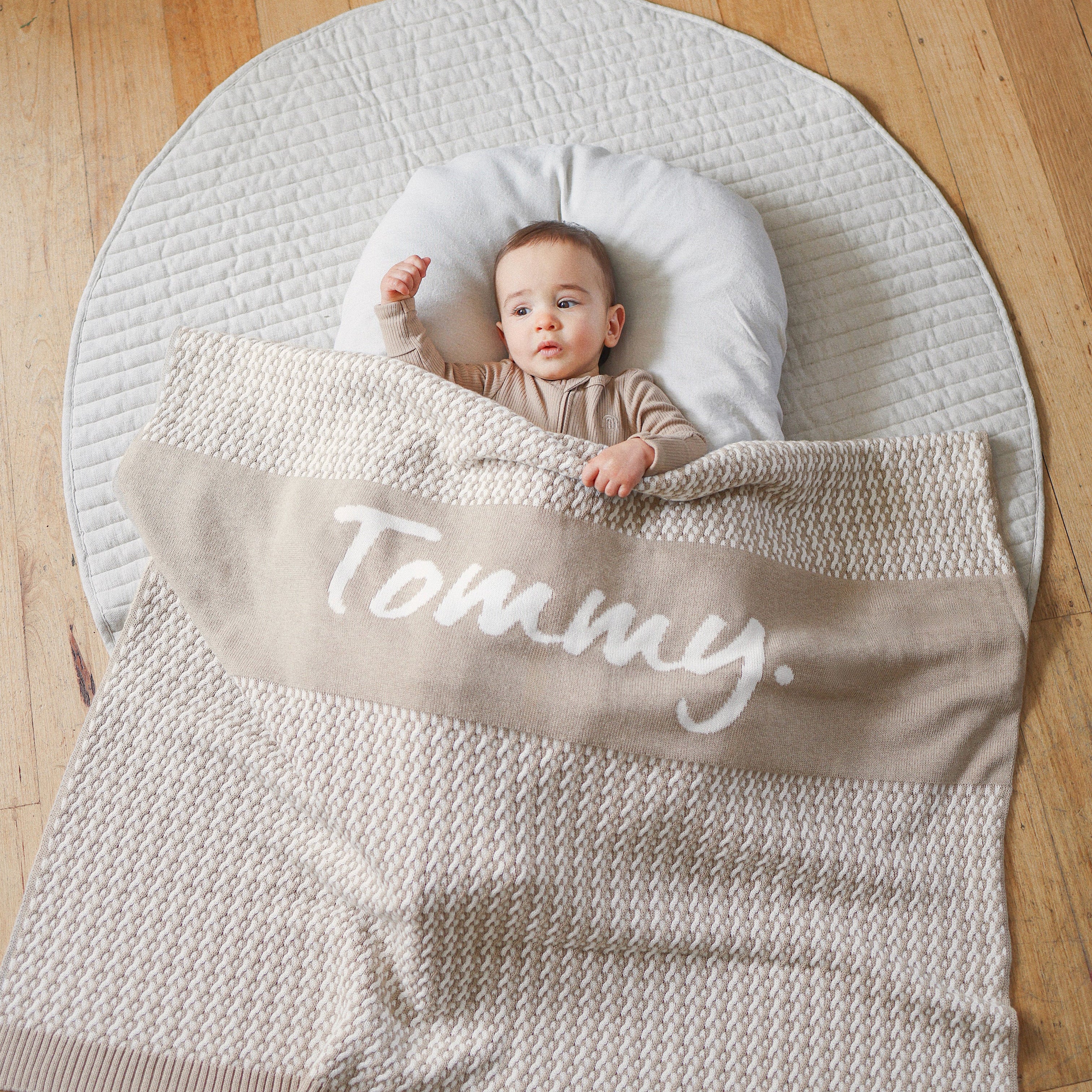 Personalised Name Blanket Collection - Namely Co - Herringbone - Light Camel