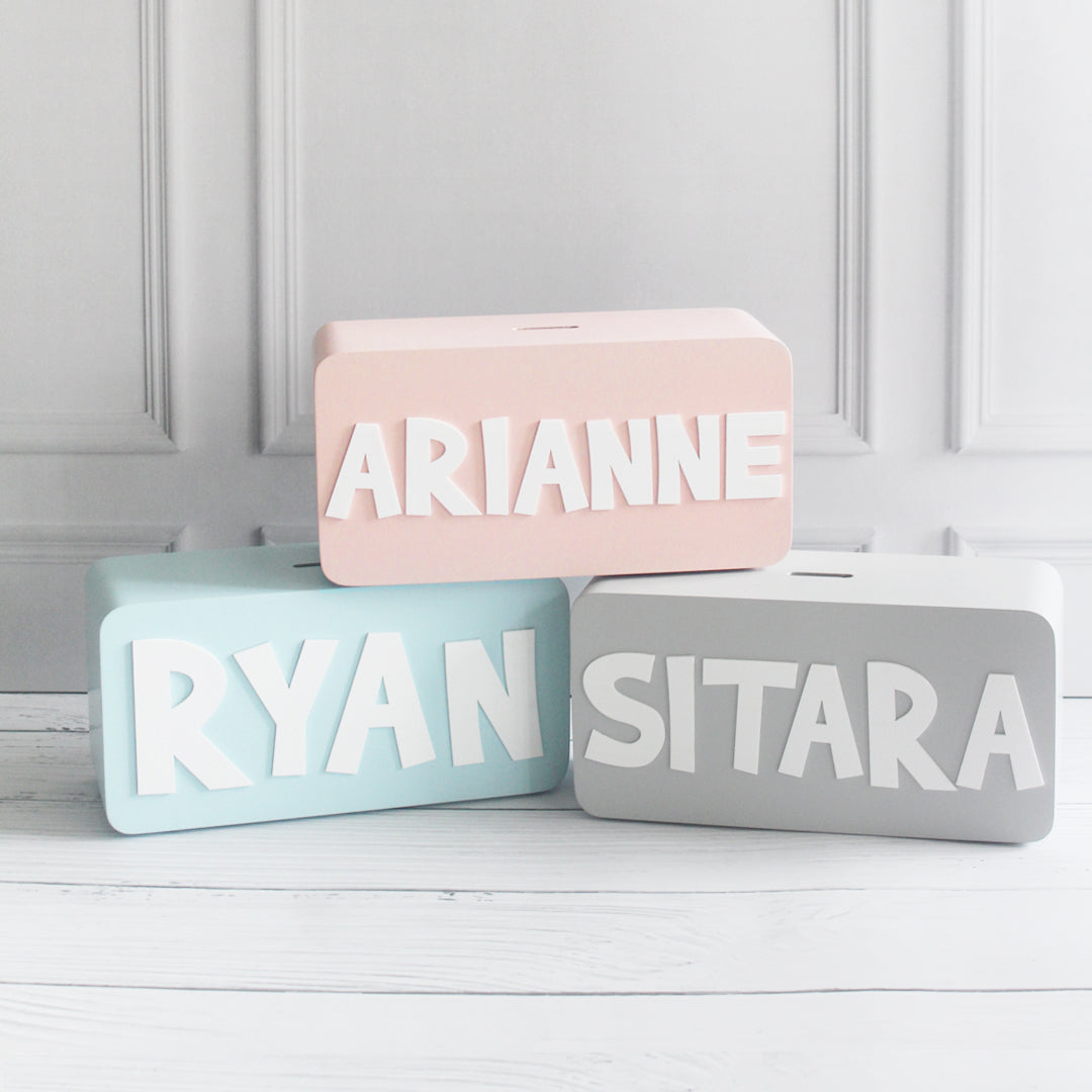 Personalized Rectangle Piggy Bank - Blue - image 4