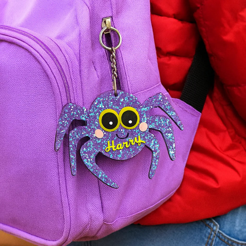 Personalized Halloween Keychain – Sparkle Spider