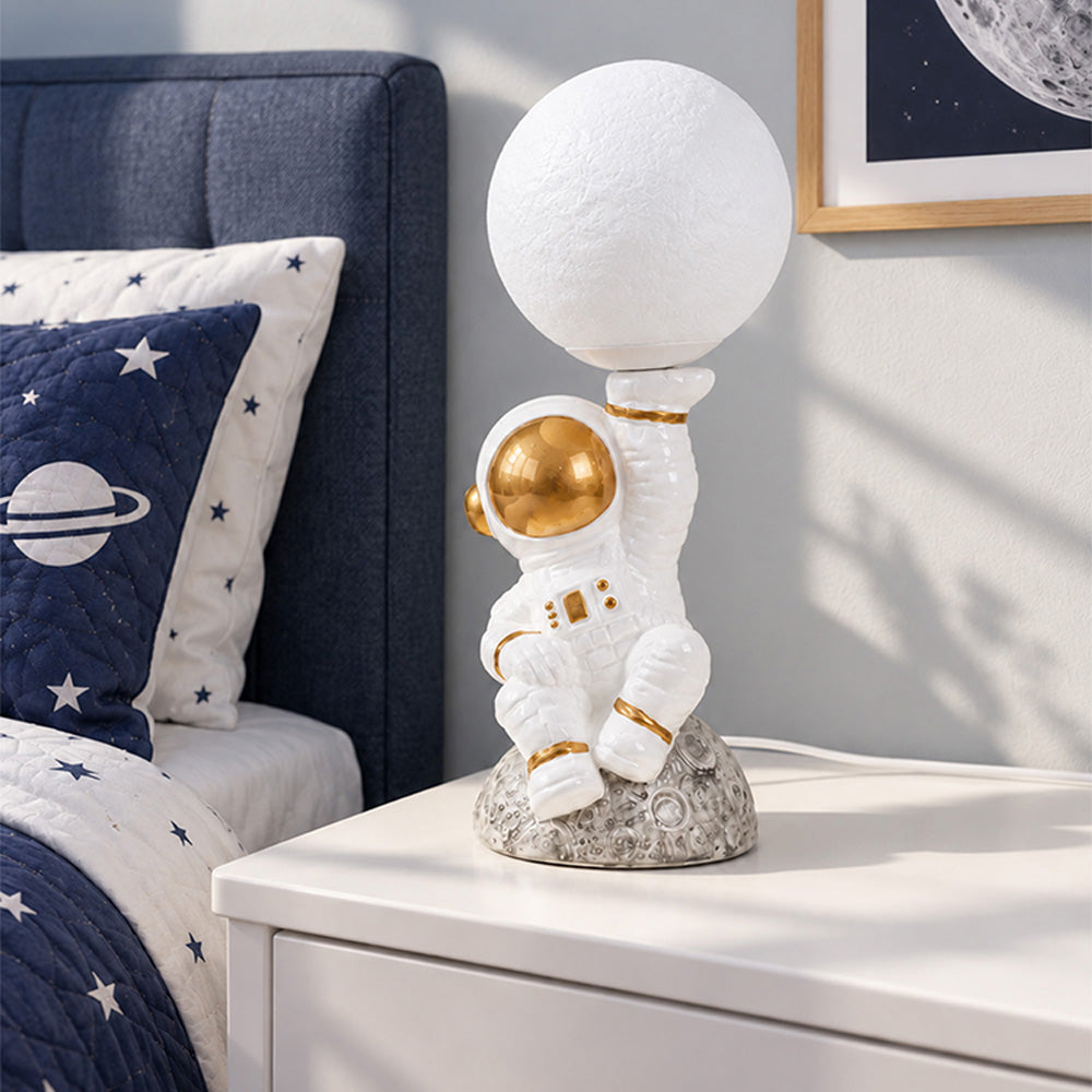 Little Surprise Box, Blue ceramic Unicorn Moon, side Bed Table Lamp, Kids Room Decor
