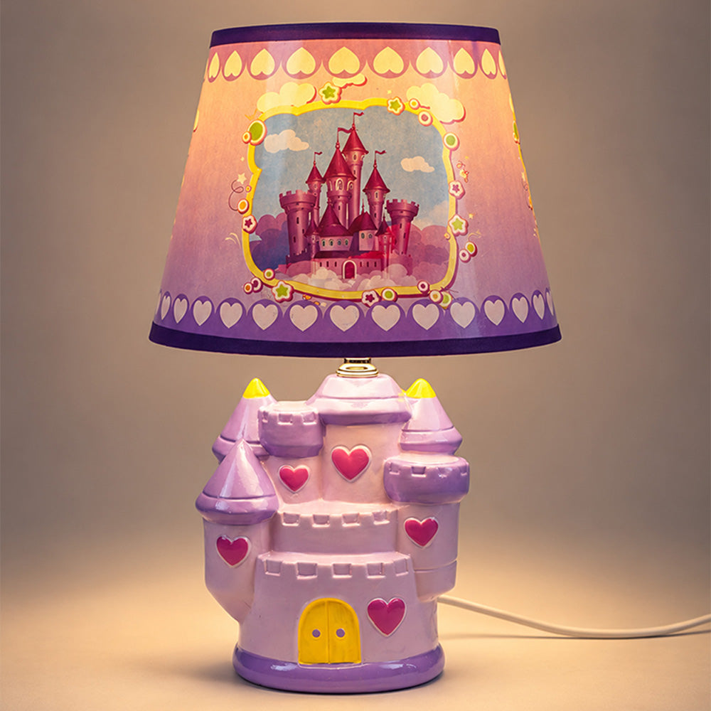 Little Surprise Box, Pink Princess ceramic Castle side Bed Table Lamp, Kids Room Decor