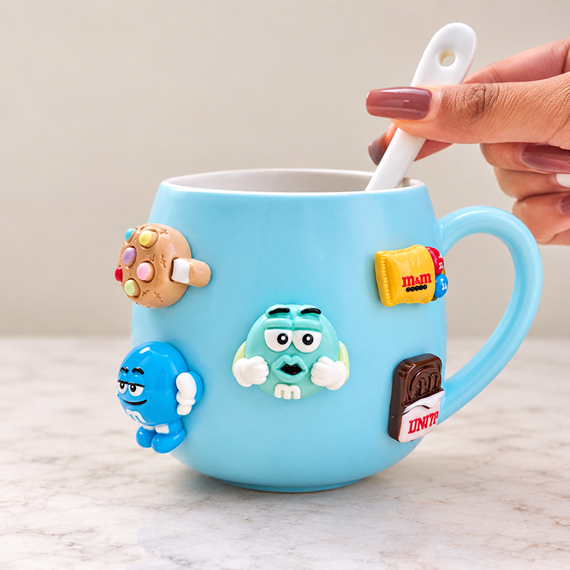 Ceramic Mugs - Blue M&M