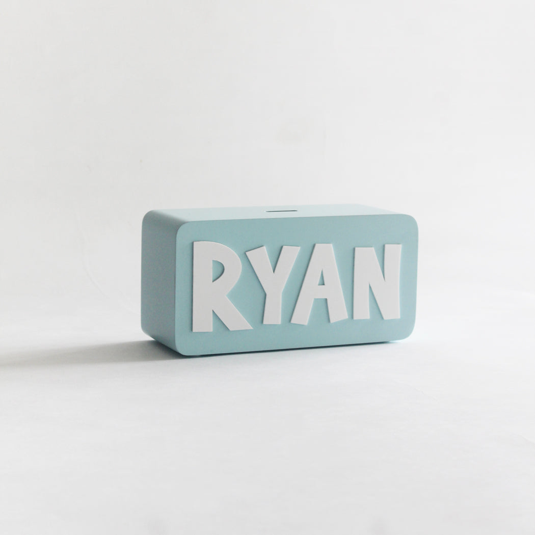 Personalized Rectangle Piggy Bank - Blue - image 2