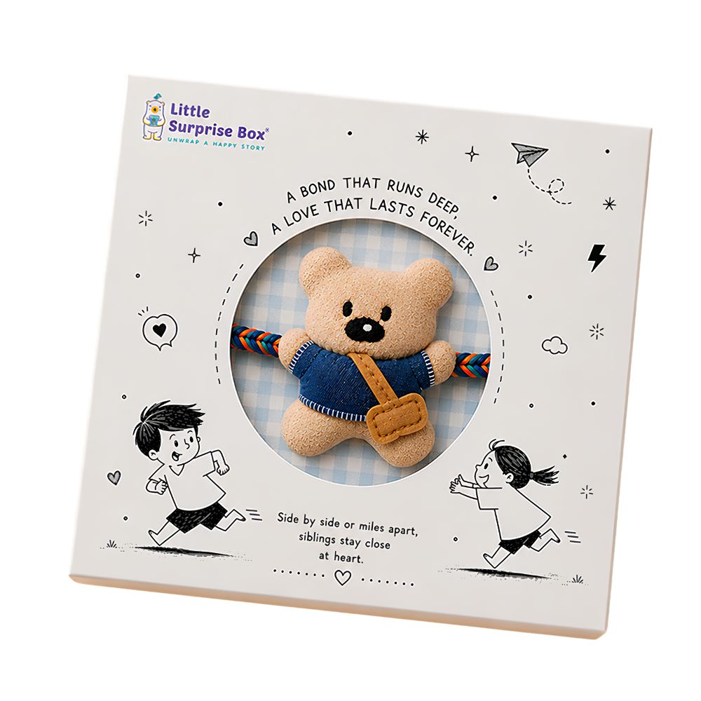 Dual-Style Plush Rakhi & Brooch for Kids - Sling Bag Bear image 6