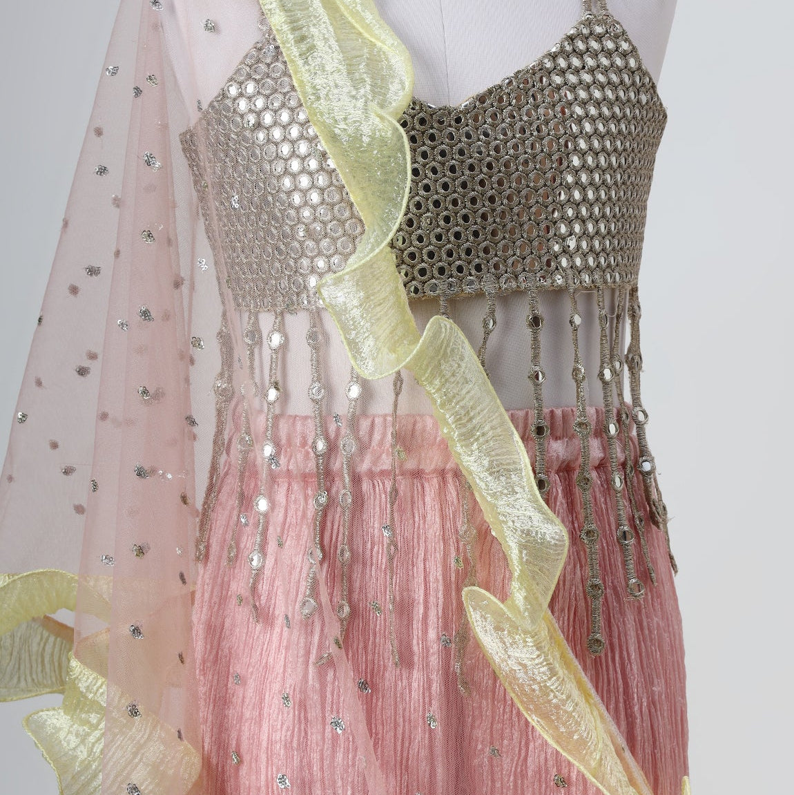 Ombre Mirror Embroidered Choli Palazzo & Dupatta Set - image 2