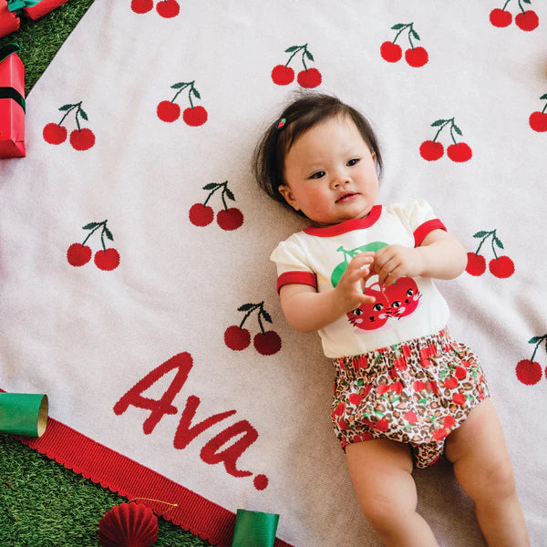Personalised Name Blanket Collection - Namely Co - Cherry Pie - Oatmeal / Bittersweet