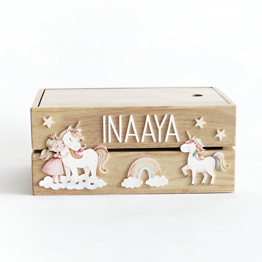 Personalized Wooden Storage Box - Multiple Designs - Princess Theme - image 2