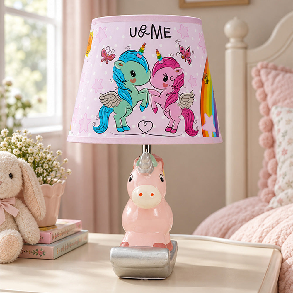 Little Surprise Box, Grey ceramic Dog side Bed Table Lamp, Kids Room Decor