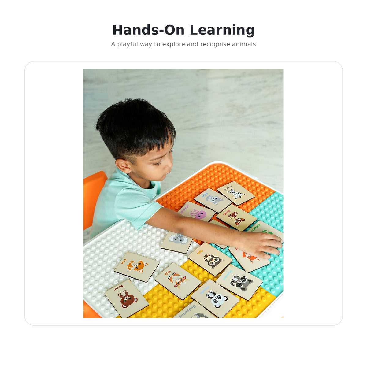 iLearnNGrow Wooden Animal Matching and Memory Card Game with Storage Box